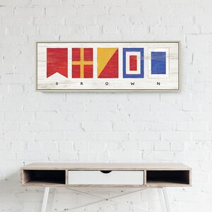 Image showcasing Custom Nautical Flags Sign, Large Personalized Canvas Print for Above ...
