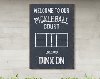 personalized PICKLEBALL GIFT, personalized COURT Sign > Custom Name, Year Established and Colors, Hale Navy and White - Dink On!