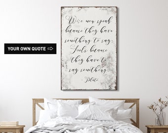 Custom quote canvas wall art for above bed • Extra large farmhouse print for living room • Your own song lyrics • Antique white decor  {vqw}