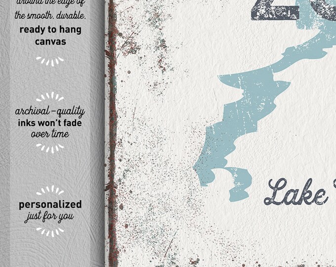 NO WAKE ZONE art print >  rustic Lake Champlain poster for farmhouse home decor, distressed dusty blue lake house wall art {lsw}