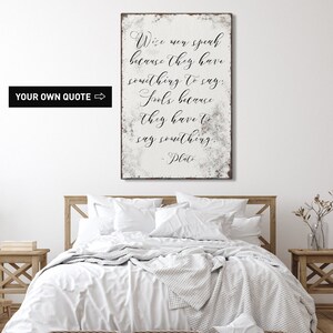 Custom quote canvas wall art for above bed • Extra large farmhouse print for living room • Your own song lyrics • Antique white decor  {vqw}