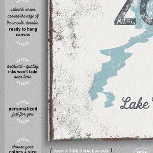 No Wake Zone Sign, Rustic Lake Gift, Lake Champlain Art, Dusty Blue Wall Decor, Farmhouse Home, Vintage Coastal Print