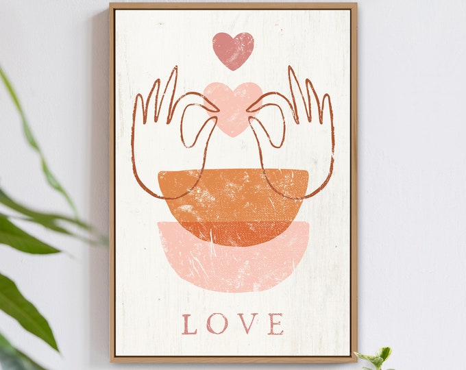 vintage valentine sign > bohemian valentine decor with hearts and hands, boho neutral earth tones, modern farmhouse wall decor {VAL02}