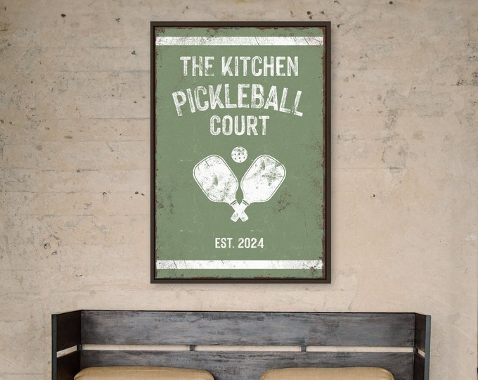 custom PICKLEBALL GIFT, personalized COURT Sign with Paddles, Green and White Pickleball Aluminum Metal Signs, Distressed Pickleball Poster