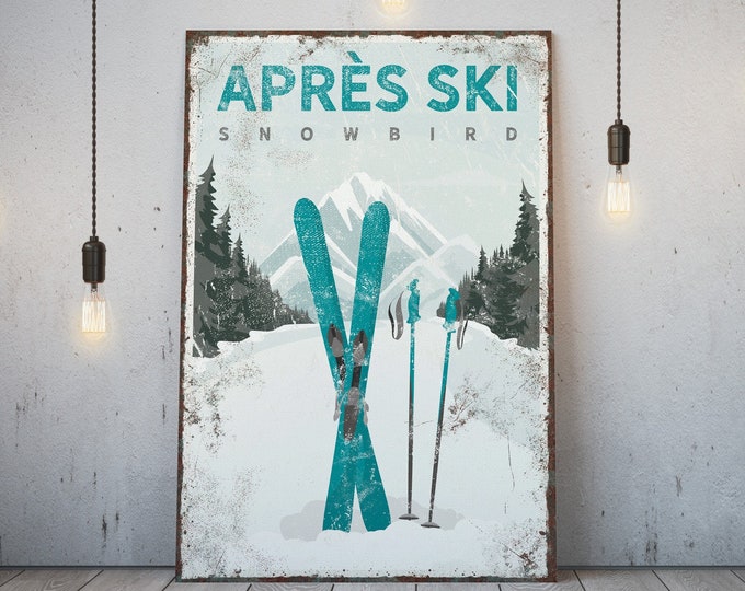 Vintage APRES SKI SNOWBIRD Poster, Custom Ski Mountain Wall Art, Unique Gift for Skiers, Ski House Decor, Vintage Ski Poster {vpw}