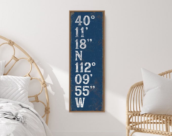 Navy Blue Coordinates Wall Art, Vintage Nautical Canvas Art Print, Retro Typography Sign for Modern Farmhouse Decor {tgb}