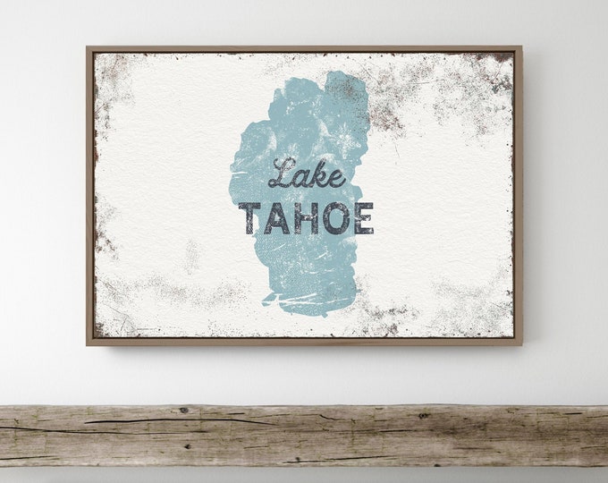 custom LAKE TAHOE sign > large framed canvas print for lake house decor, personalized nautical wall art {lsw}