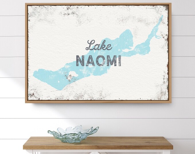 Custom Lake Wall Art Print, Bright Blue Art for Lake House Decor, Oversized Canvas for Above Bed, Featured: Lake Naomi, Pennsylvania {lsw}