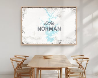 LAKE NORMAN Poster for Lake House Decor. Large Canvas Sign for Rental Property. Oversized Landscape Wall Art for Above Couch {lsw}
