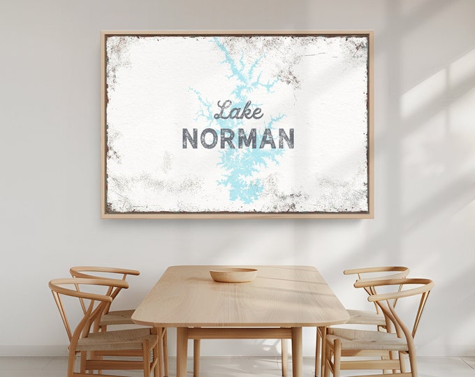 LAKE NORMAN Poster for Lake House Decor. Large Canvas Sign for Rental Property. Oversized Landscape Wall Art for Above Couch {lsw}