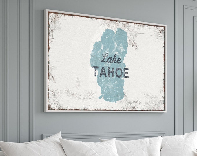custom LAKE TAHOE sign > large framed canvas print for lake house decor, personalized nautical wall art {lsw}