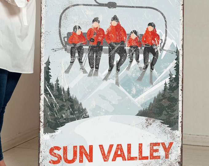 Personalized vintage poster for ski house decor, Retro red wall art for mountain lodge • sample shown is Smuggler's Notch, Vermont {vph}