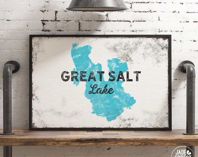GREAT SALT LAKE sign > custom canvas print for lakehouse decor, large framed canvas walll art for lake house {lsw}