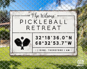 Family Name Sign, Custom Coordinates, Pickleball Wall Art, Personalized Vintage Canvas, Rustic Farmhouse Decor, Unique Gift Idea {gdw}