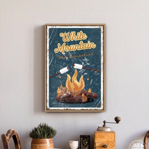 Retro Camp Poster, Vintage Distressed Camping Sign, Personalized Mountain Decor, Outdoorsy Gift, Rustic Wall Art for Cabin or Bedroom {vps}