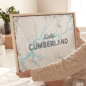 Großes LAKE CUMBERLAND Poster. Übergroße Wandkunst für Lake House Decor. Eigene Kentucky Leinwand. "Personalisiertes Schild für ""Miethaus"" "