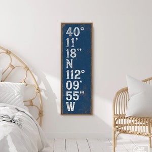 Decorazione murale con coordinate blu navy, stampa artistica su tela con tema nautico vintage, cartello tipografico retrò per arredamento moderno in stile fattoria {tgb}