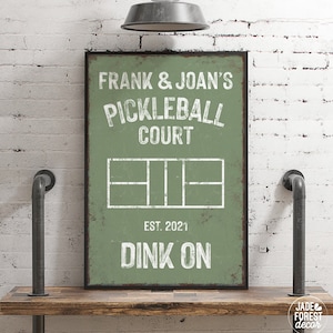 Pickleball Decor, Custom Court Sign, Personalized Name, Seagrass Green Court Plaque, Family Gift with Established Year, Outdoor Sports Art