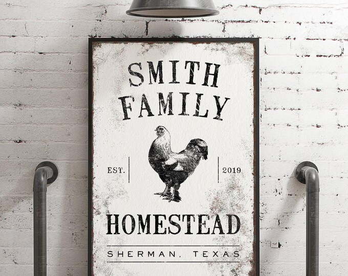 Farmhouse Canvas Sign, Rustic White Rooster (Lightweight Wall Art)
