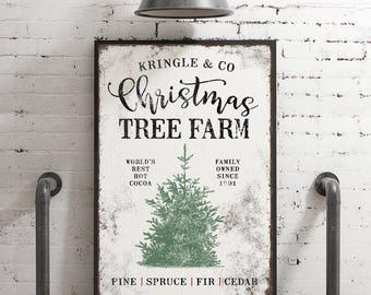 Farmhouse Christmas Tree Sign: Retro Holiday Wall Art (Multiple Sizes)