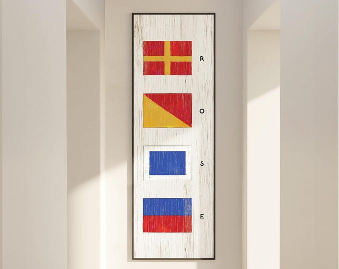 Nautical Flag Decor, Flag Alphabet, Coastal Decor, Custom Canvas Print, Personalized Maritime Sign, Unique Boat Wall Art Gift {nfw}