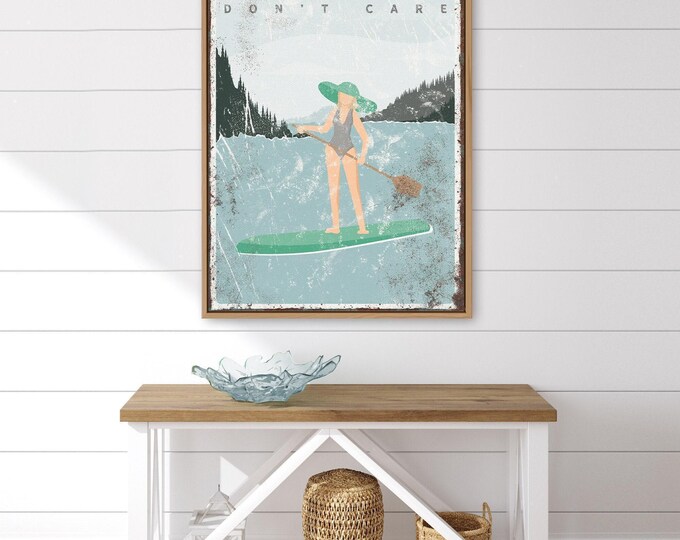 Custom Lake House Sign: Mint Green, Vintage Style - Paddleboard Theme