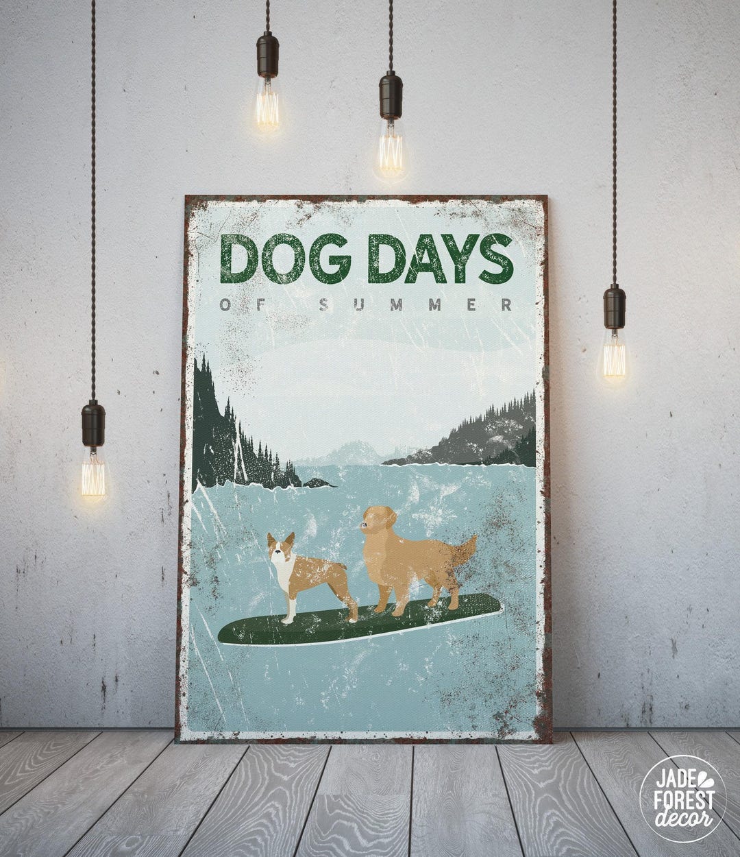 Green Lake Sign, Personalized Dog Days Paddleboard Wall Art