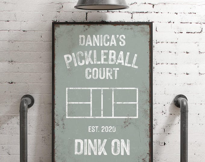 Personalized Pickleball Court Sign - Custom Name and Year in Sage Green