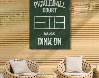Pickleball Court Sign: Custom Name and Year (Vine Green or White)