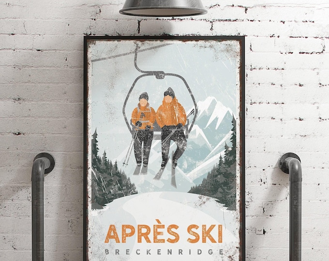 Vintage Ski Poster: Custom Après Ski Canvas for Mountain Lodge