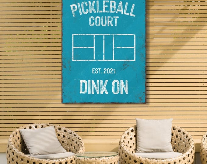 Personalized Pickleball Court Sign: Custom Name, Year, Blue & White