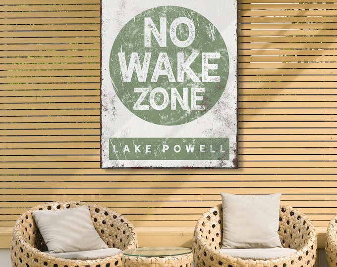 Lake House Sign: No Wake Zone Design - Distressed Canvas Print