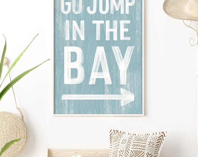 Directional Bay Sign: Vintage Style Wall Decor (Canvas or Aluminum Options)