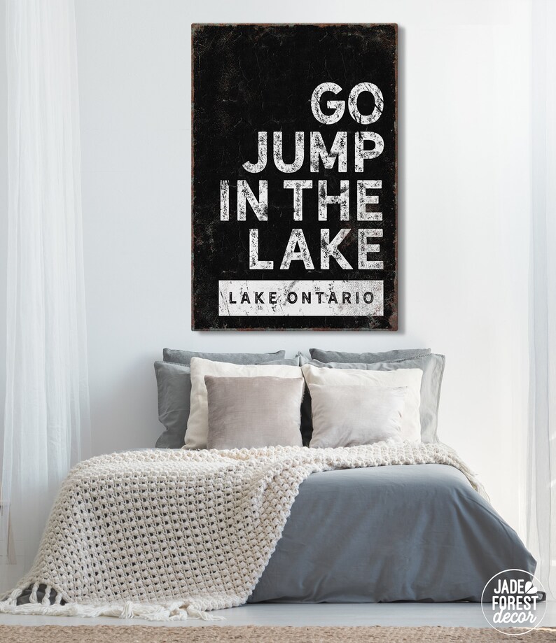 Large Framed go Jump in the Lake Sign Lake Etsy