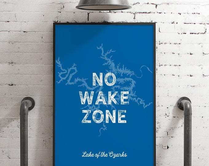 No Wake Zone Wall Sign: Rustic Lake House Decor - Personalized Canvas