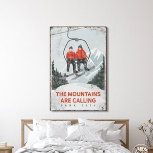 Personalized Snowboarding Art Print: Vintage Mountain Sign for Ski House