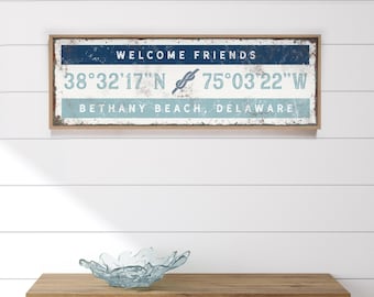 Personalized Nautical Coordinates Sign - Vintage Rope Knot Wall Art