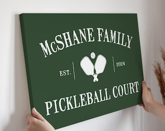 Family Name Pickleball Sign Rustic Green, Country Club Decor, Custom Wall Hanging, Vine Green Art Piece, Maple Frame Gift