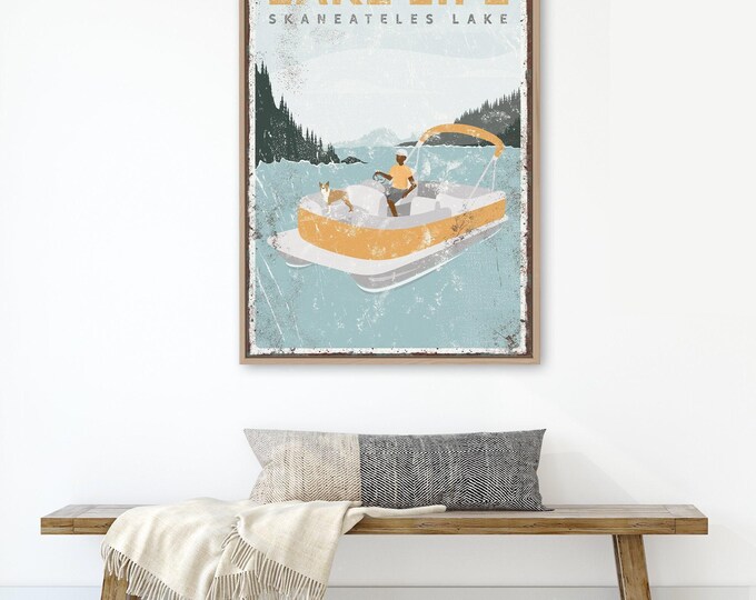 Rustic Lake Dog Sign - Custom Breed with Yellow Accent