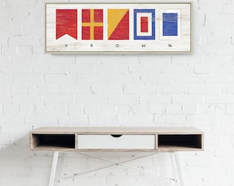 Personalized Nautical Flags Sign - Canvas Wall Art for Beach or Lake Decor