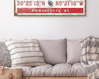 Vintage Coordinates Sign - Personalized Sports Bar Wall Decor