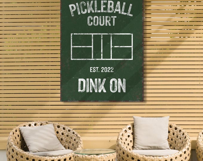 Pickleball Court Sign: Custom Name and Year (Vine Green or White)
