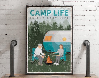 Camping Wall Sign: Vintage Style - Custom Text, Rustic Decor