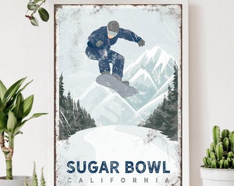 Vintage Snowboard Sign, Custom Mountain Name (Rustic Ski House Decor)