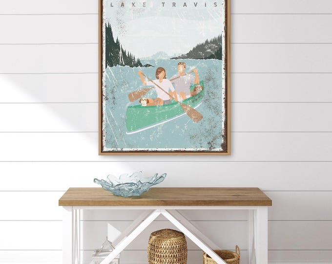 Lake Life Wall Decor: Personalized Canoe Couple and Dogs (Multiple Sizes)