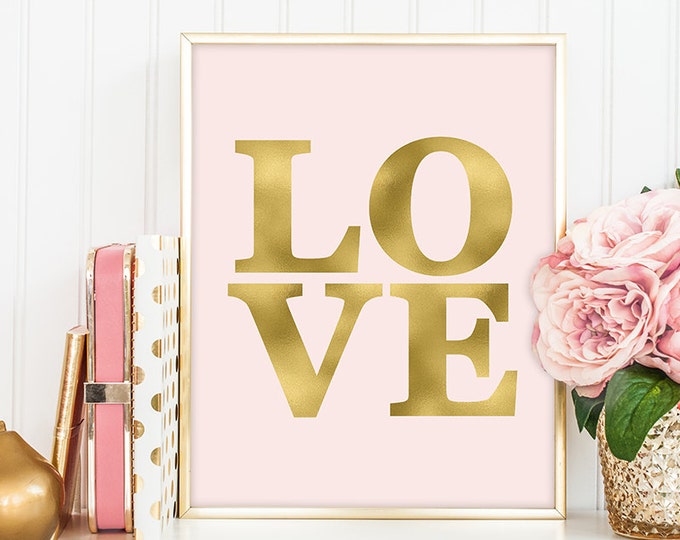 philadelphia love sign / wall art print DIY / GOLDEN BLUSH / glitter gold and pink / nursery sign ▷digital printable sign