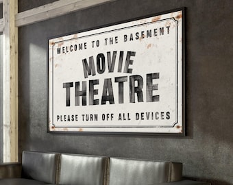 Vintage Movie Theatre Sign: Custom Text Canvas (Framed or Unframed)