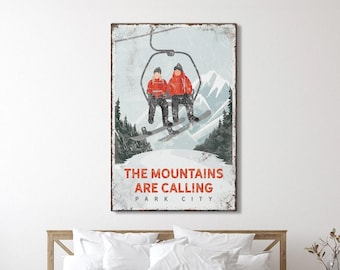 Personalized Snowboarding Art Print: Vintage Mountain Sign for Ski House