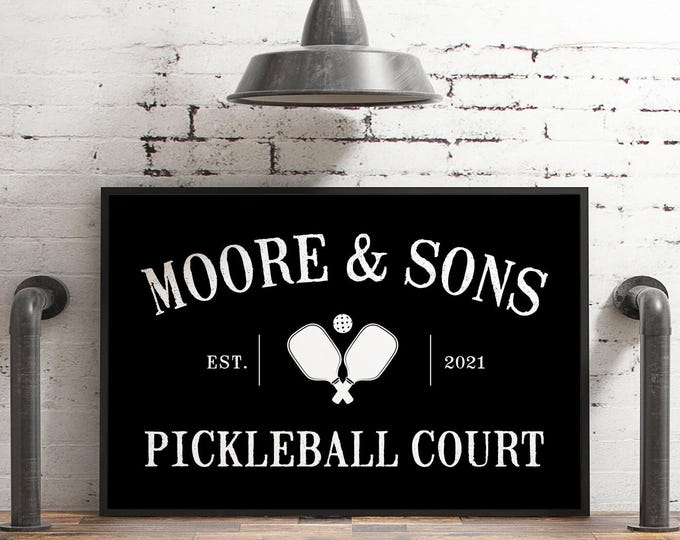 Custom Pickleball Court Sign - Name, Year, and Color Options