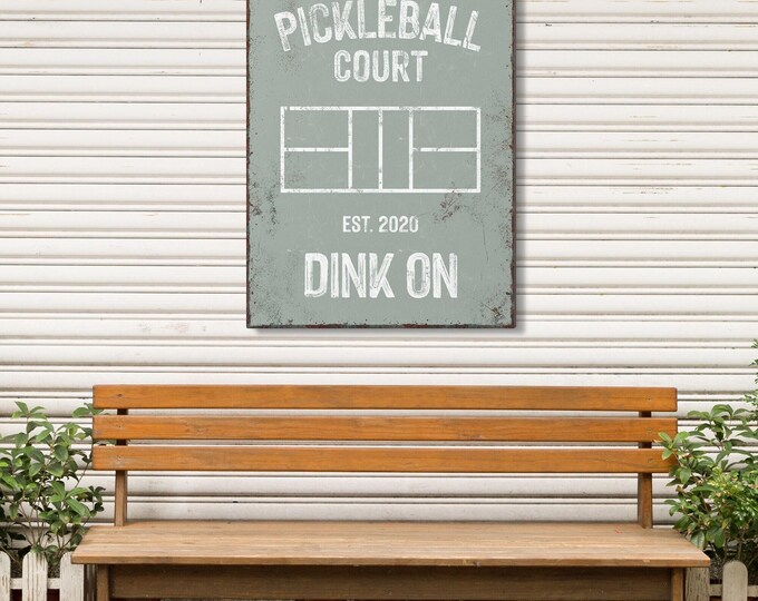 Personalized Pickleball Court Sign - Custom Name and Year in Sage Green
